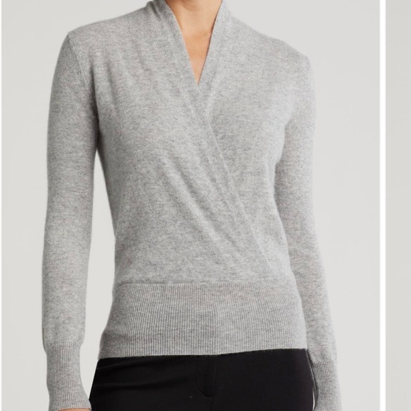 Sofia cashmere Women's light blue shawl collar cashmere Sweater M - Picture 2 of 7